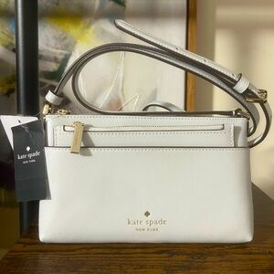 Kate Spade NY Sadie Crossbody Set Saffiano Leather Light Gray w/Wallet. Ret.$249